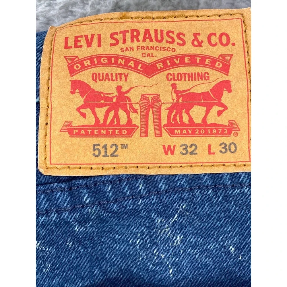 Levi's 512 Jeans Men's‎ 32 x 30 Blue Splashed Wash Cotton Blend Tapered